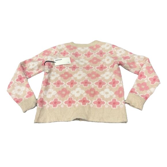 NWT Bailey 44 Button Down Cardigan Sweater Women beige pink white flowers Small - Picture 4 of 7